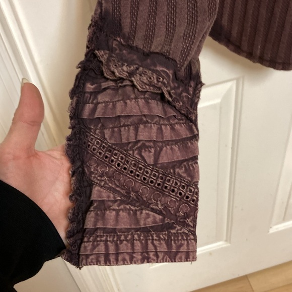 Free People Could I Love You More Eyelet Embroidered Ruffle Cuff Top - Picture 2 of 10